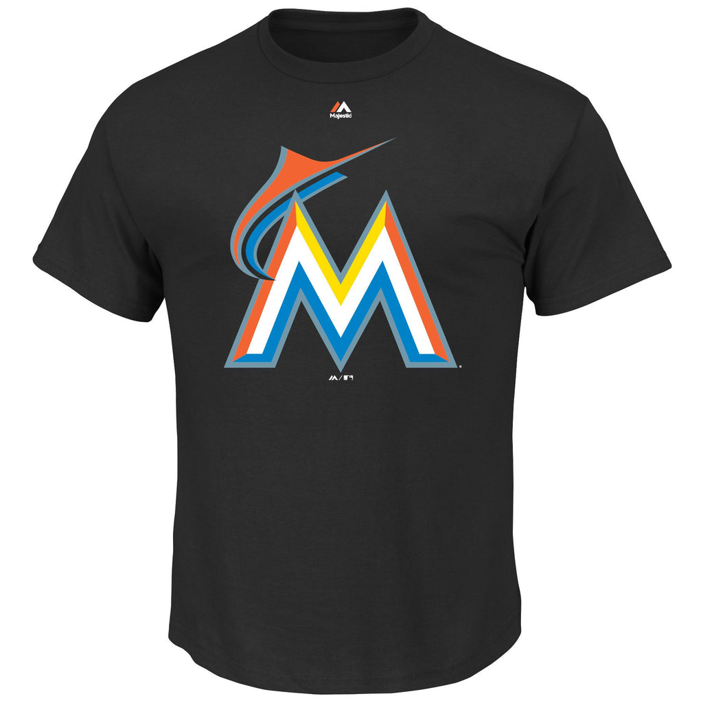 Majestic MLB Men's Miami Marlins Official Logo T-Shirt