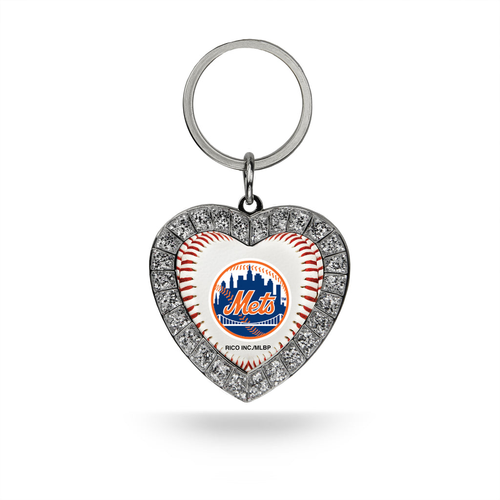 Rico MLB New York Mets Rhinestone Heart Key Chain