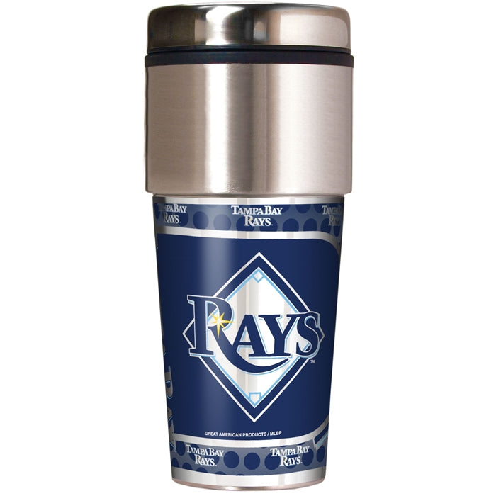 Great American Products MLB Tamps Bay Rays Stainless Steel Travel Tumbler with Metallic Graphics 16 oz