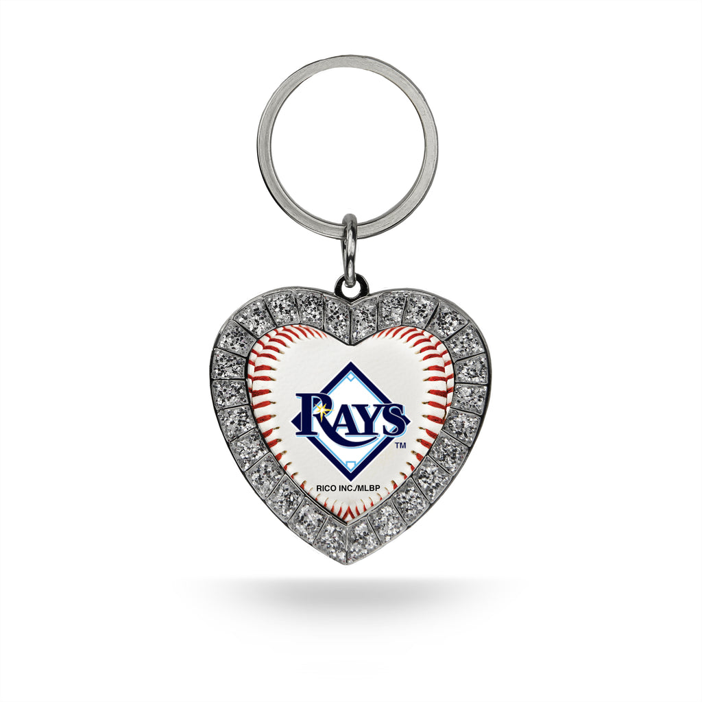 Rico MLB Tampa Bay Rays Rhinestone Heart Key Chain