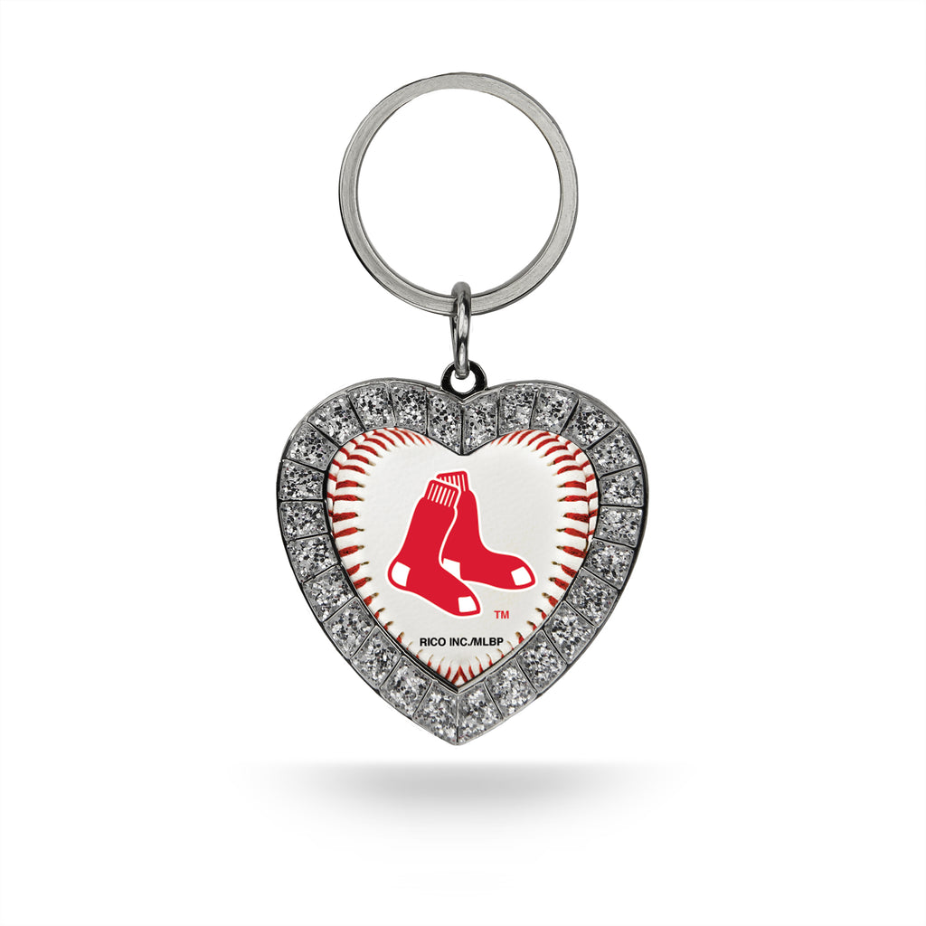 Rico MLB Boston Red Sox Rhinestone Heart Key Chain