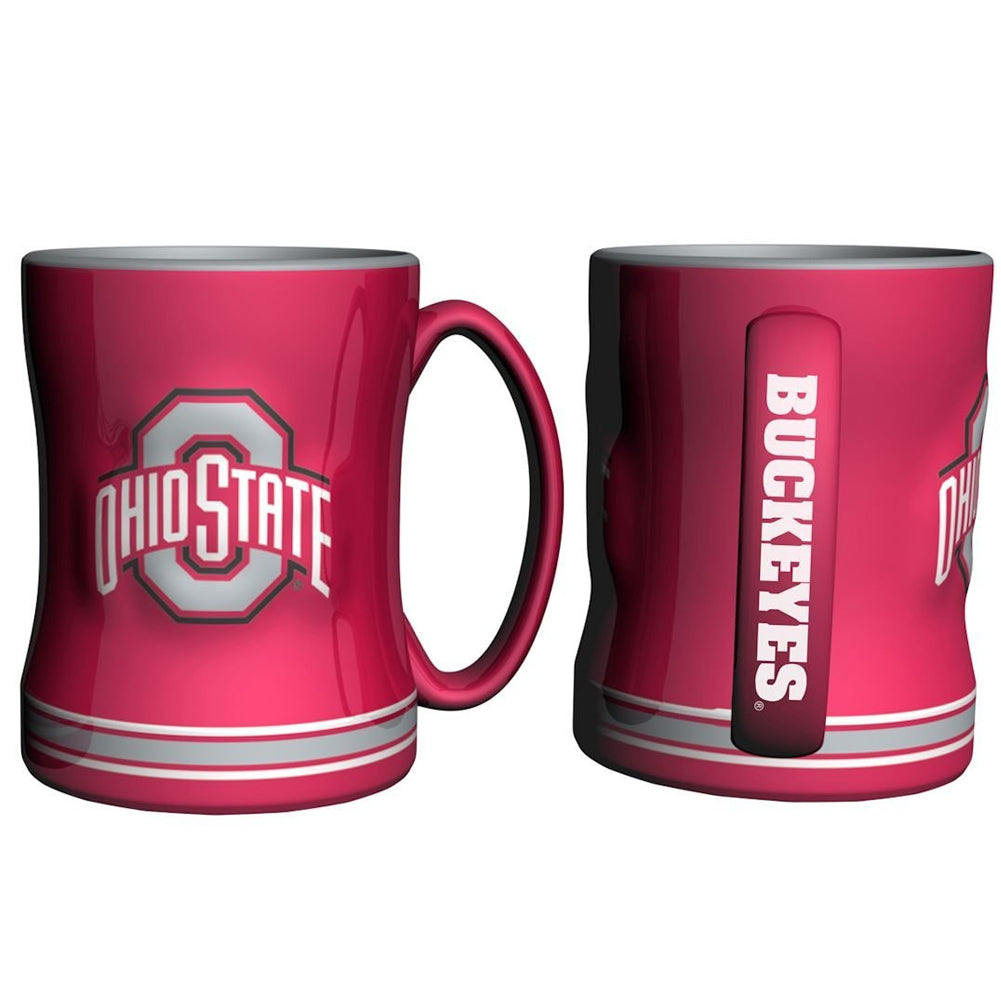 Boelter NCAA Ohio State Buckeyes Sculpted Relief Mug Team Color 14oz
