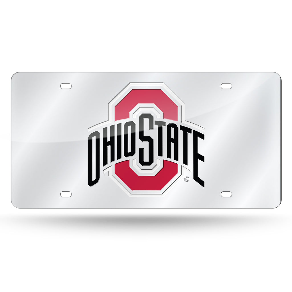 Rico NCAA Ohio State Buckeyes Laser Cut Mirror Auto Tag Car License Plate LZS