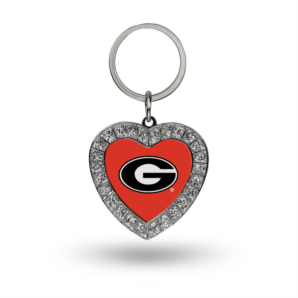 Rico NCAA Georgia Bulldogs Rhinestone Heart Key Chain