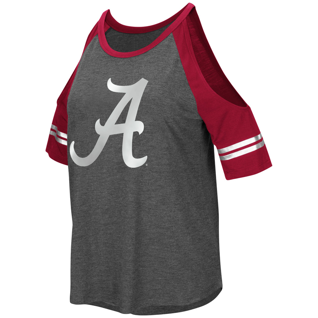 Colosseum NCAA Women's Alabama Crimson Tide Mae Cold Shoulder T-Shirt