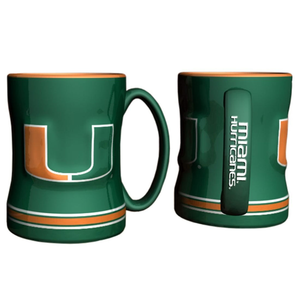 Boelter NCAA Miami Hurricanes Sculpted Relief Mug Team Color 14oz