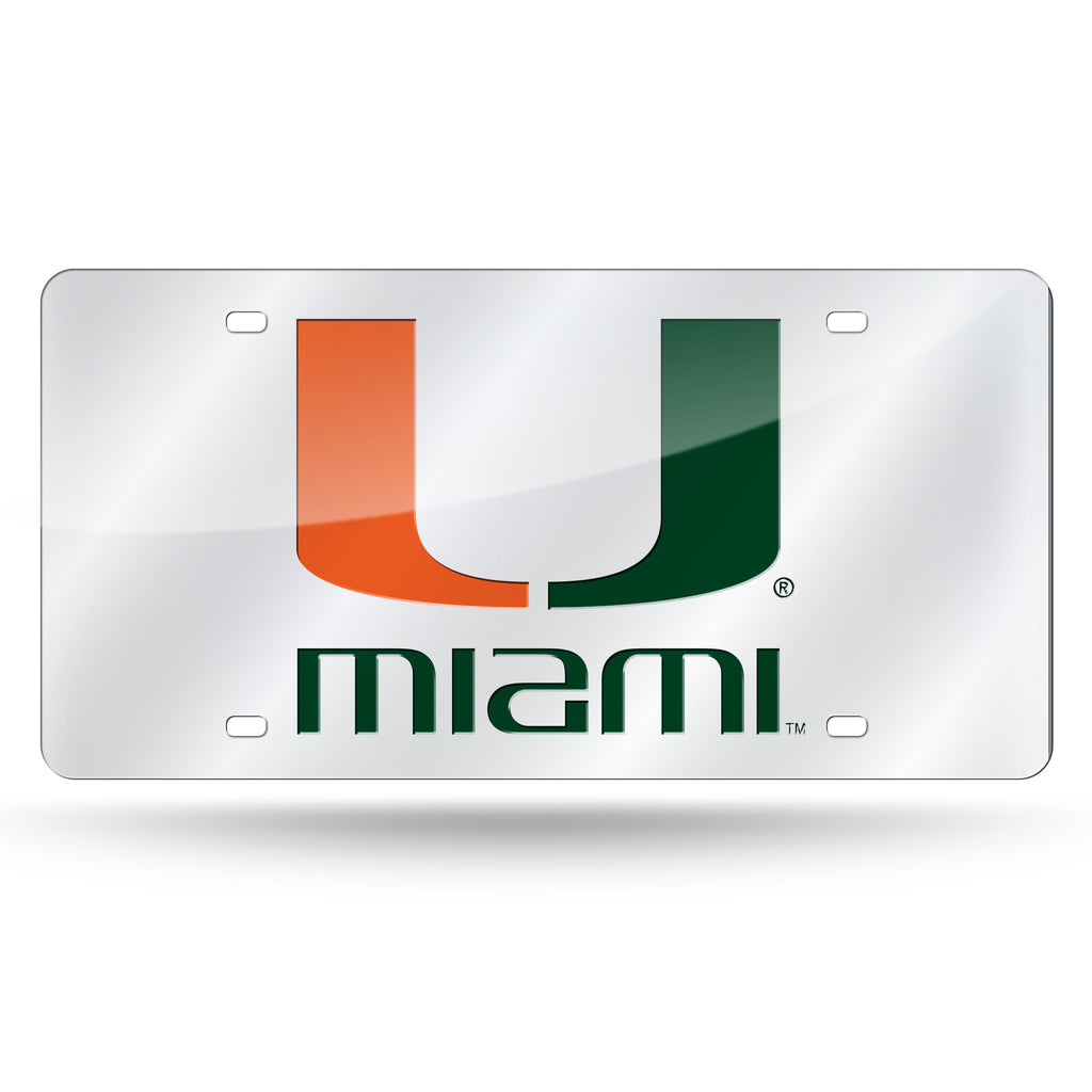 Rico NCAA Miami Hurricanes Laser Cut Mirror Auto Tag Car License Plate LZS