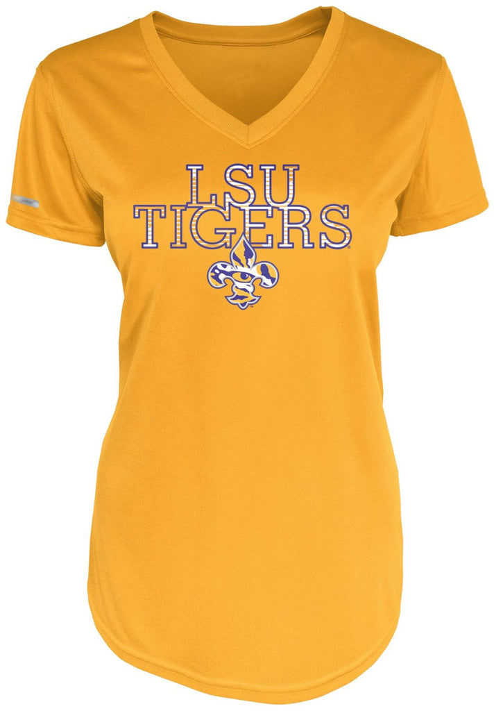 Majestic NCAA Women's LSU Tigers Fusion Goal V-Neck T-Shirt