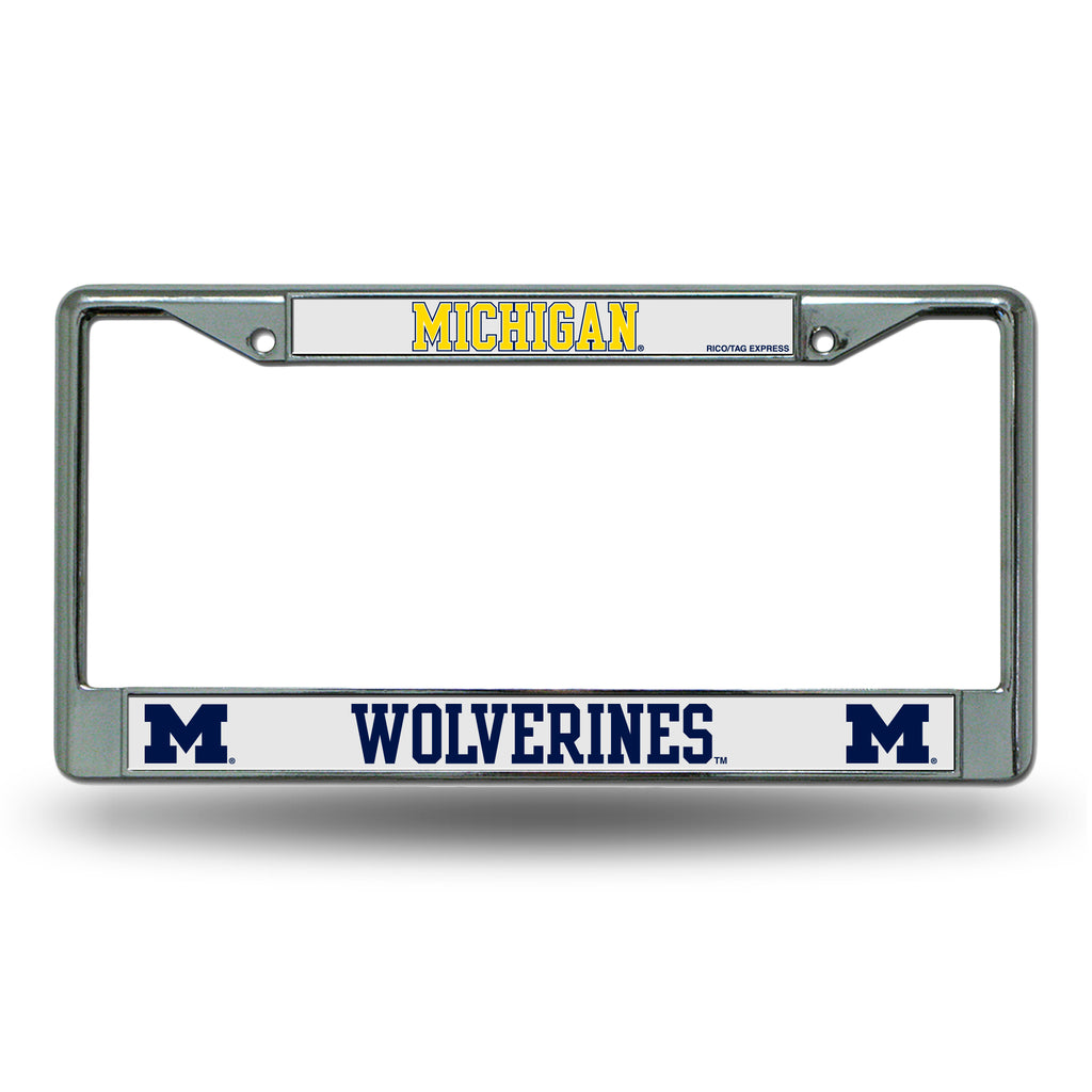 Rico NCAA Michigan Wolverines Auto Tag Chrome Frame FC