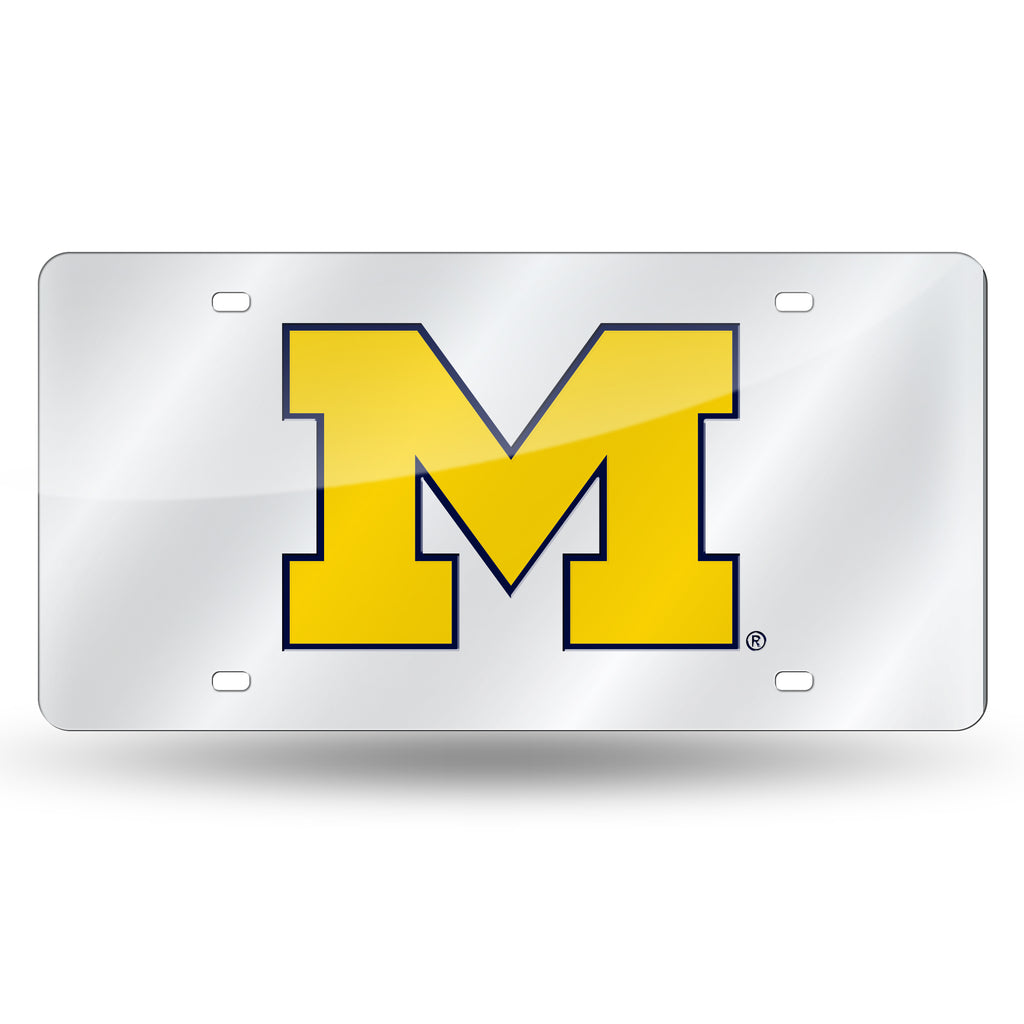 Rico NCAA Michigan Wolverines Laser Cut Mirror Auto Tag Car License Plate LZS