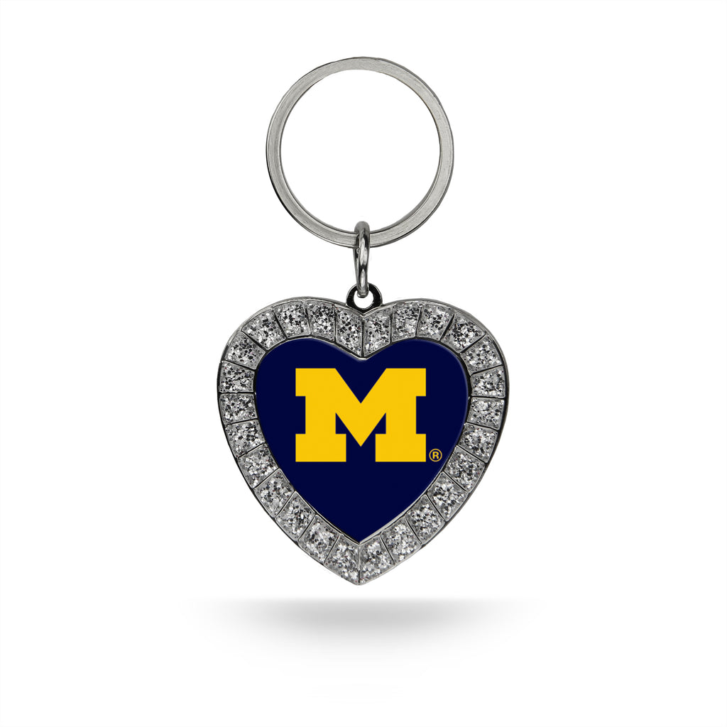 Rico NCAA Michigan Wolverines Rhinestone Heart Key Chain