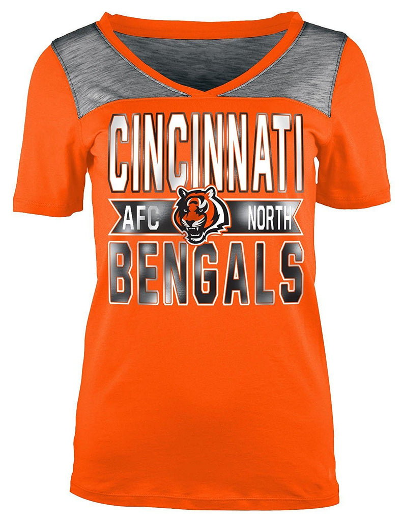 5th & Ocean NFL Women's Cincinnati Bengals Athletic Foil V-Neck Medium