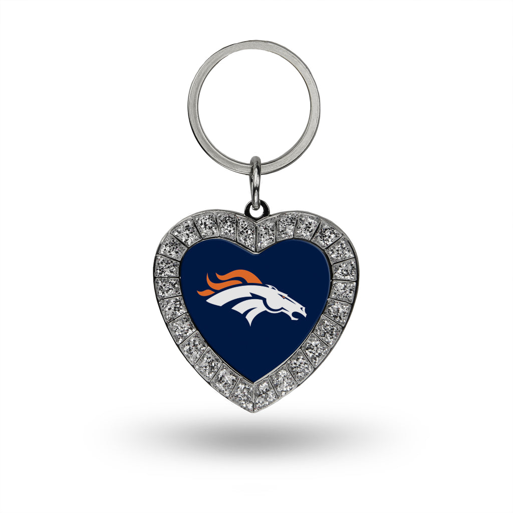 Rico NFL Denver Broncos Rhinestone Heart Key Chain
