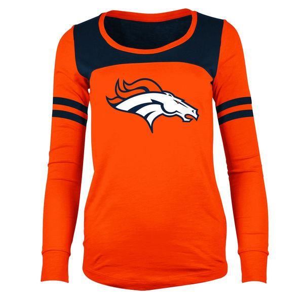 5th & Ocean NFL Women's Denver Broncos Hang Time Glitter Long Sleeve T-Shirt