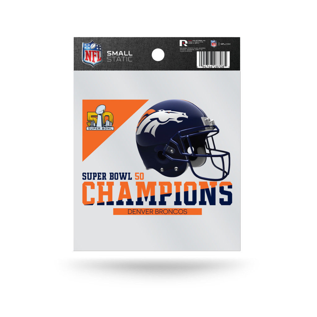 Rico NFL Denver Broncos 2016 Super Bowl 50 Champions Logo Static Cling Auto Decal Car Sticker Small SS
