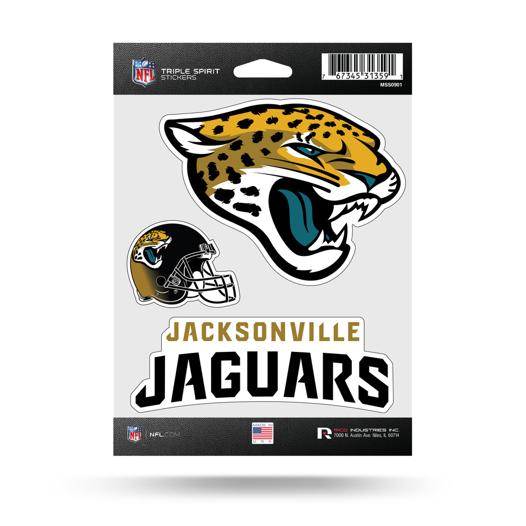 NFL Jacksonville Jaguars Triple Spirit Stickers 3 Pack Team Decals
