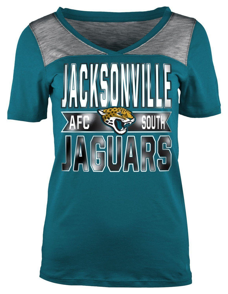 5th & Ocean NFL Women's Jacksonville Jaguars Athletic Foil V-Neck