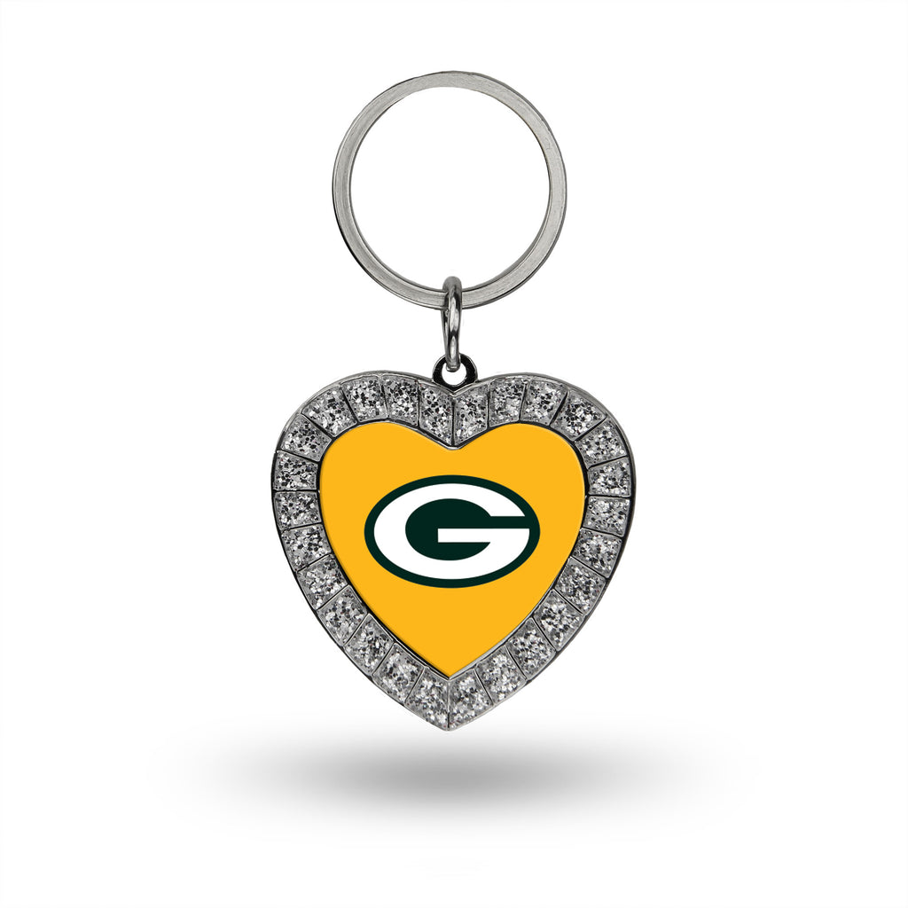 Rico NFL Green Bay Packers Rhinestone Heart Key Chain