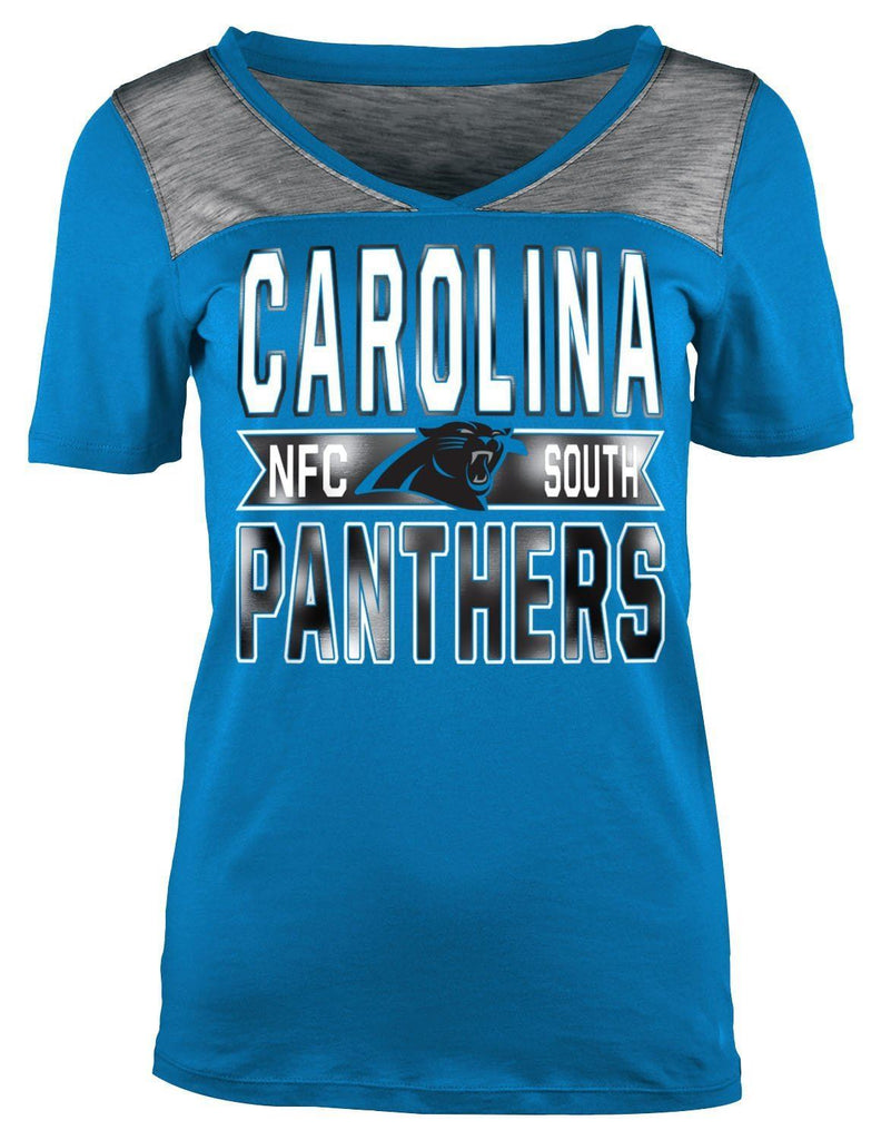 5th & Ocean NFL Women's Carolina Panthers Athletic Foil V-Neck