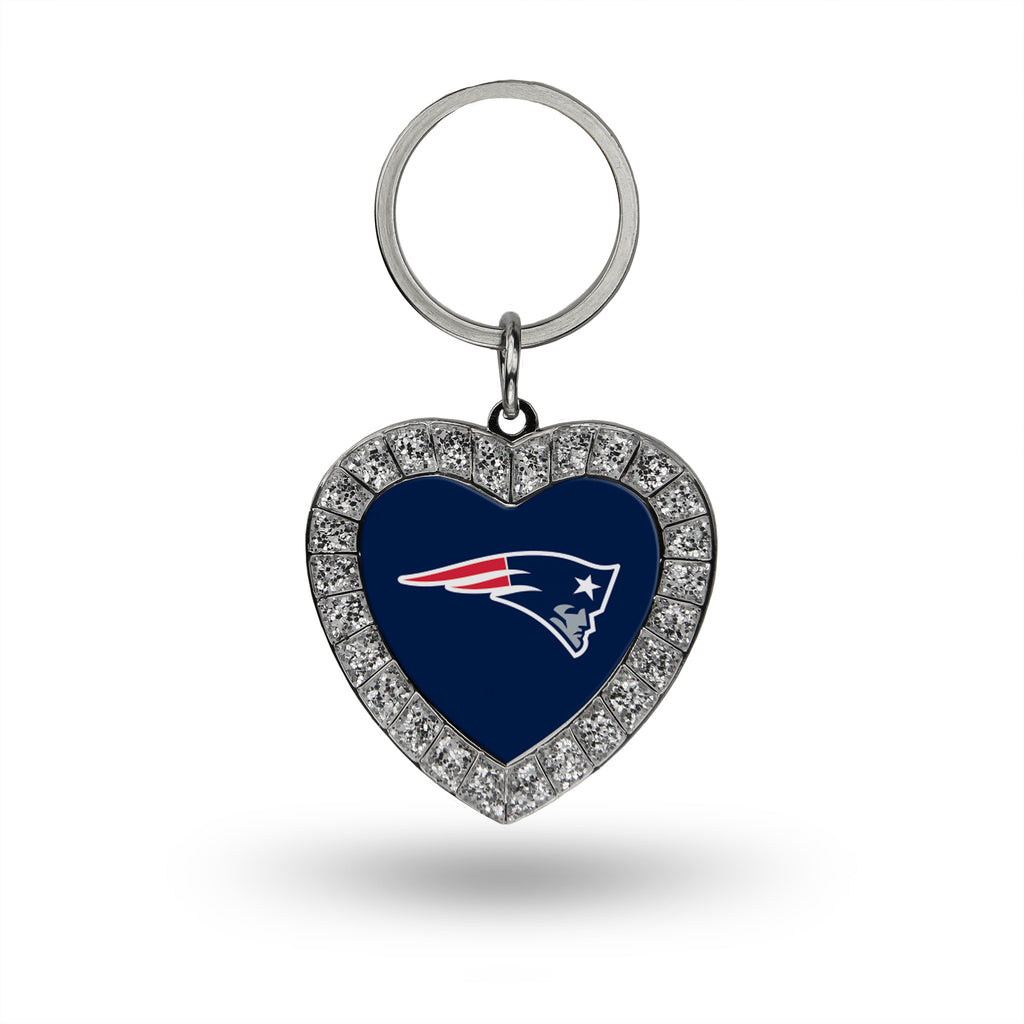 Rico NFL New England Patriots Rhinestone Heart Key Chain