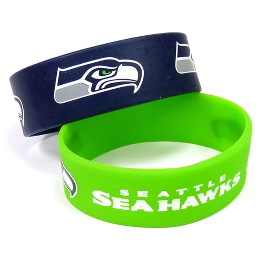 Aminco NFL Seattle Seahawks 2 Pack Wide Silicone Bracelets