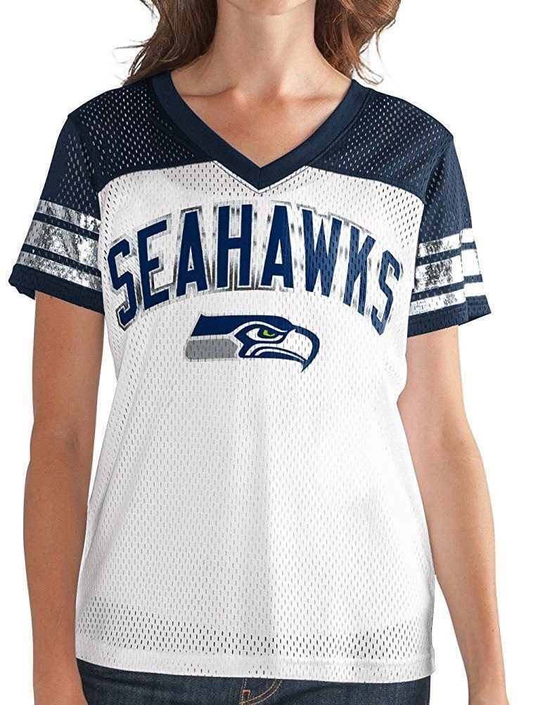 G-III NFL Women's Seattle Seahawks All American V-Neck Mesh T-Shirt