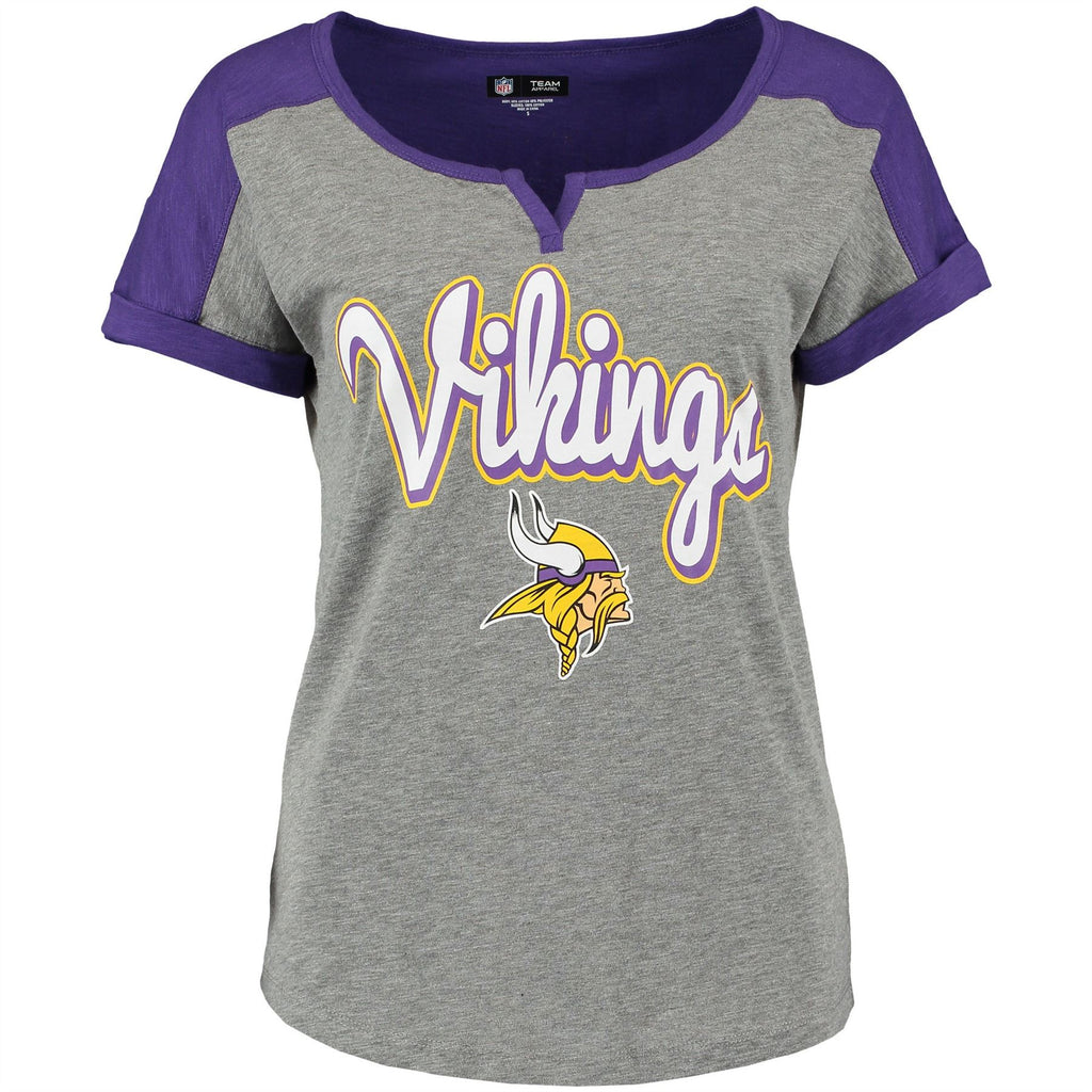 5th & Ocean NFL Women's Minnesota Vikings Slub V-Notch Scoop T-Shirt
