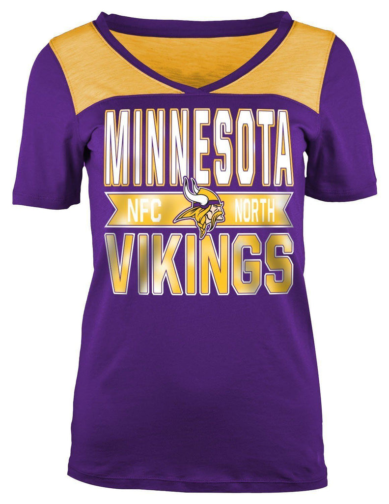 5th & Ocean NFL Women's Minnesota Vikings Athletic Foil V-Neck