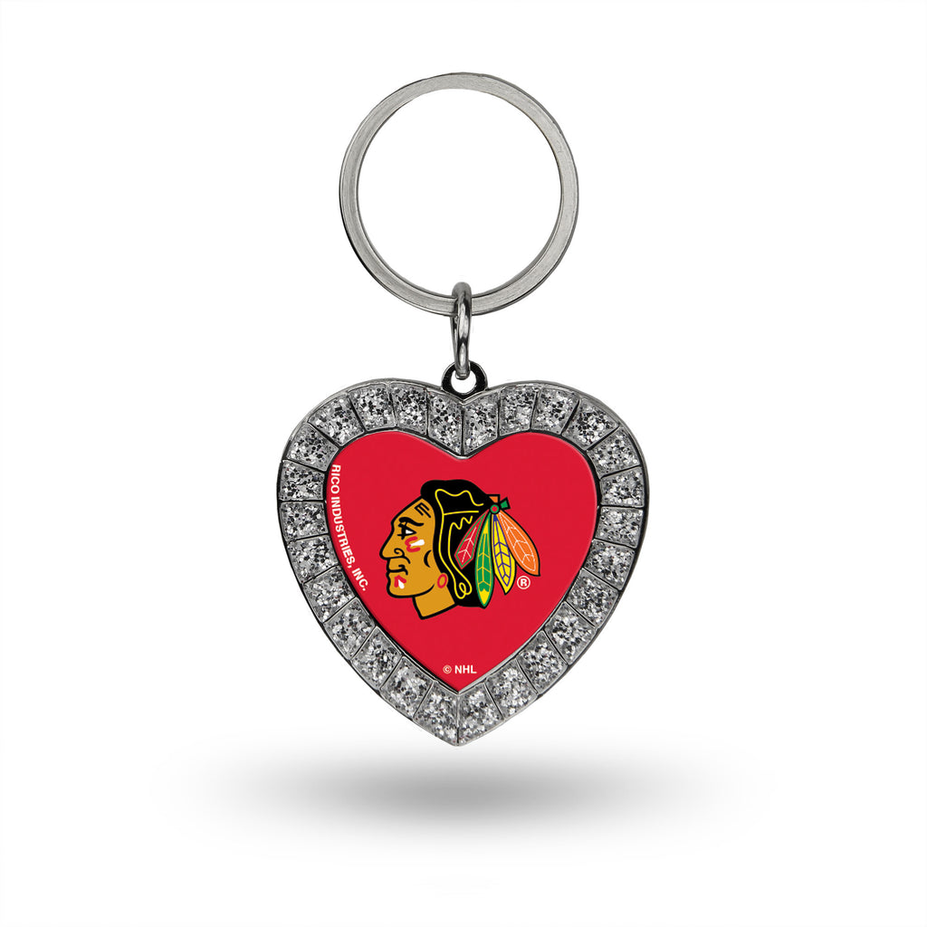 Rico NHL Chicago Blackhawks Rhinestone Heart Key Chain