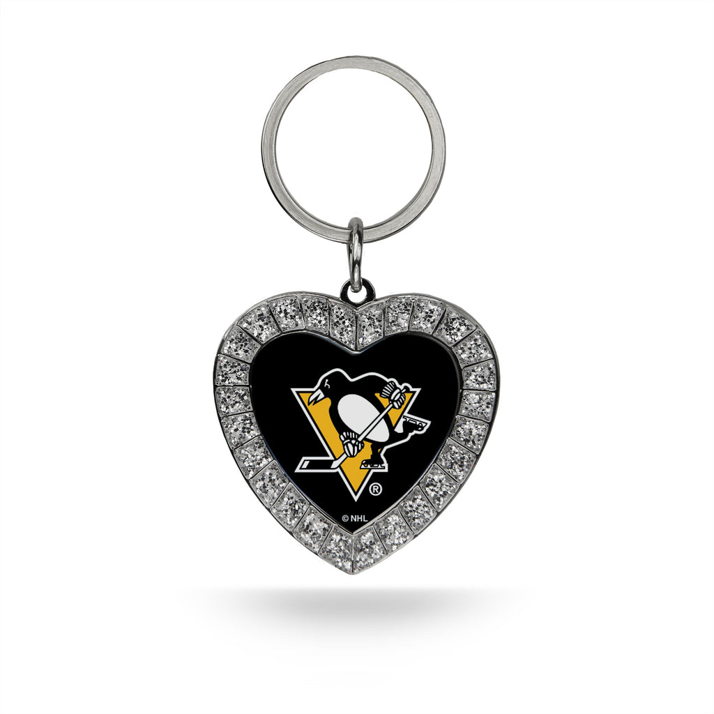 Rico NHL Pittsburgh Penguins Rhinestone Heart Key Chain