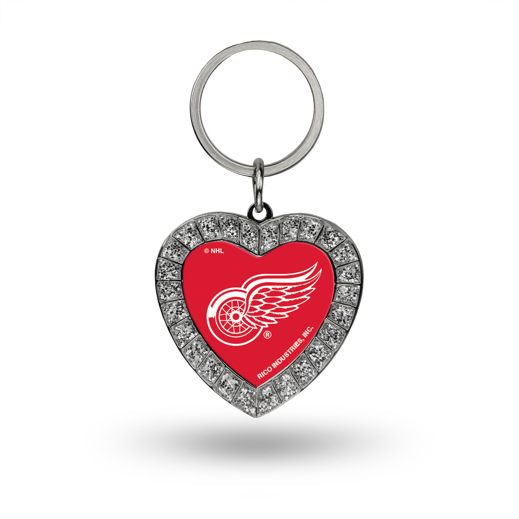 Rico NHL Detroit Red Wings Rhinestone Heart Key Chain