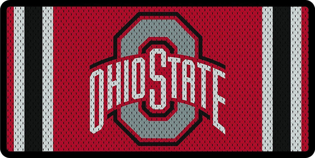 Stockdale NCAA Ohio State Buckeyes Mesh Jersey Deluxe Laser Cut Auto License Plate Tag