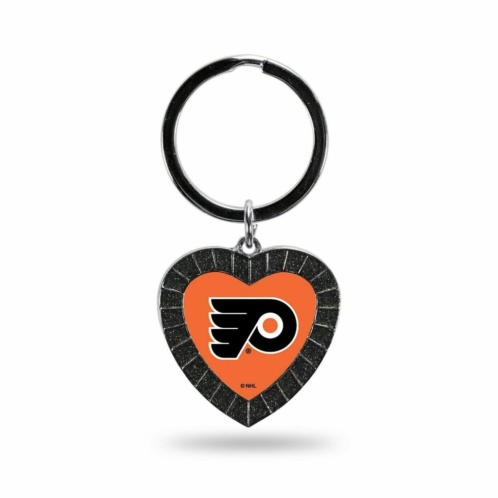 Rico NHL Philadelphia Flyers Rhinestone Heart Colored Keychain