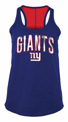 5th & Ocean By New Era NFL Women's New York Giants Foil Wordmark Racerback Tank Top Blue