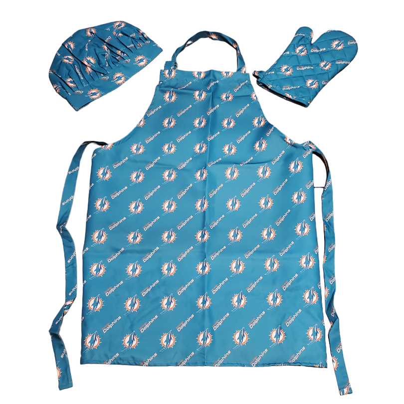 Northwest NFL Unisex Miami Dolphins Adult 3-Piece Apron, Oven Mitt and Chef Hat Set