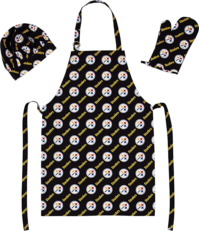 Northwest NFL Unisex Pittsburgh Steelers Adult 3-Piece Apron, Oven Mitt and Chef Hat Set
